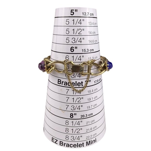 Kafin New York Womens Gold Tone Multi-Stone Scarab Chain Link Bracelet - Picture 5 of 5